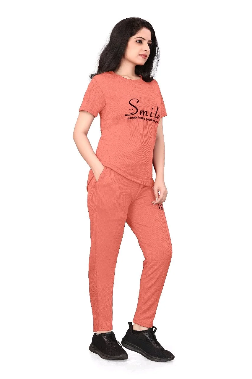 Smile Print T-shirt and Track Pants Set 1