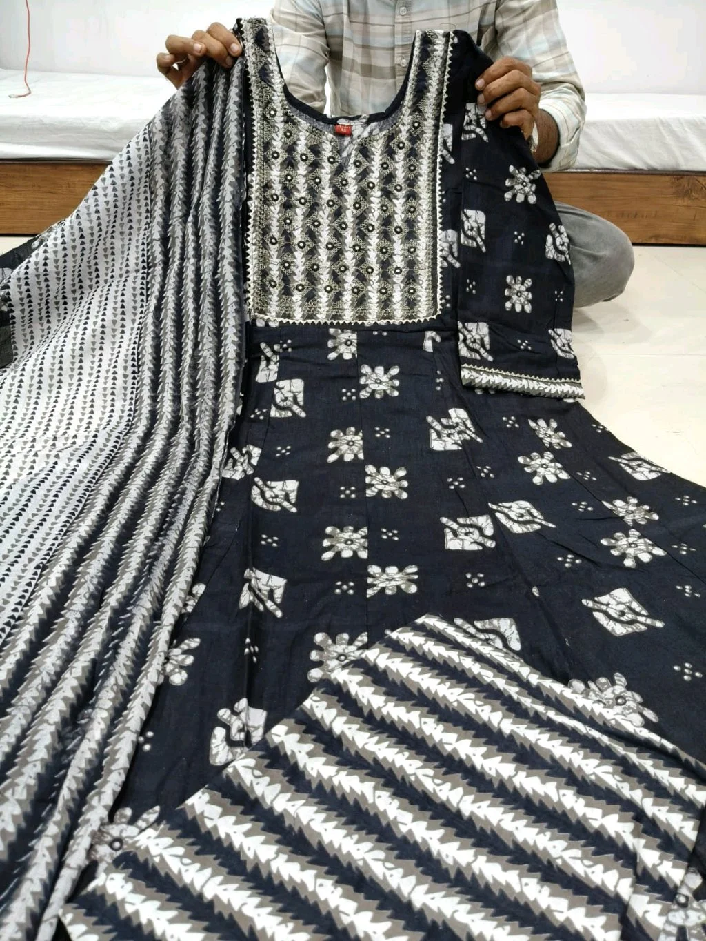 Pure Cotton Anarkali Kurta Set with Dupatta