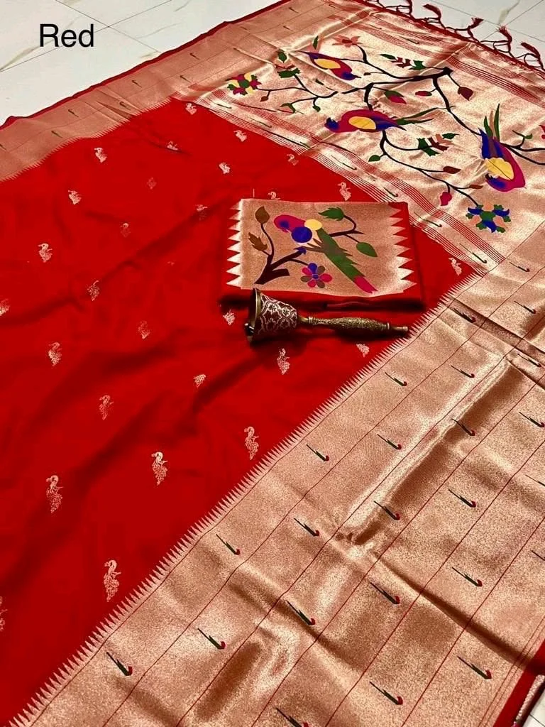 Paithani Silk Saree with Bird Motifs 8