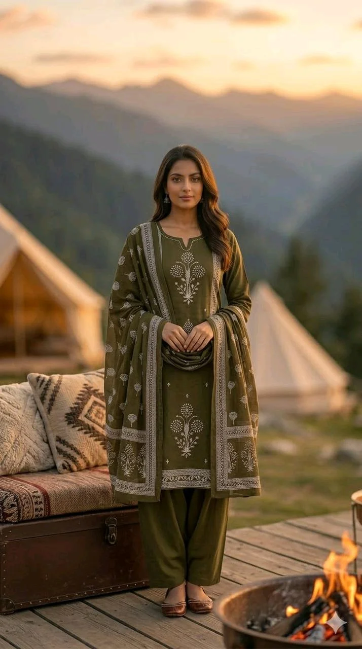 3-piece Kurti Set with Block Print Dupatta and Palazzo thumbnail 10