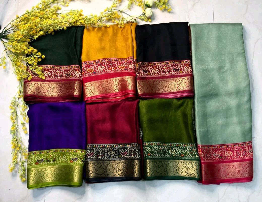 New Ajrakh Nevy Marsh Mellow Self Saree thumbnail 8