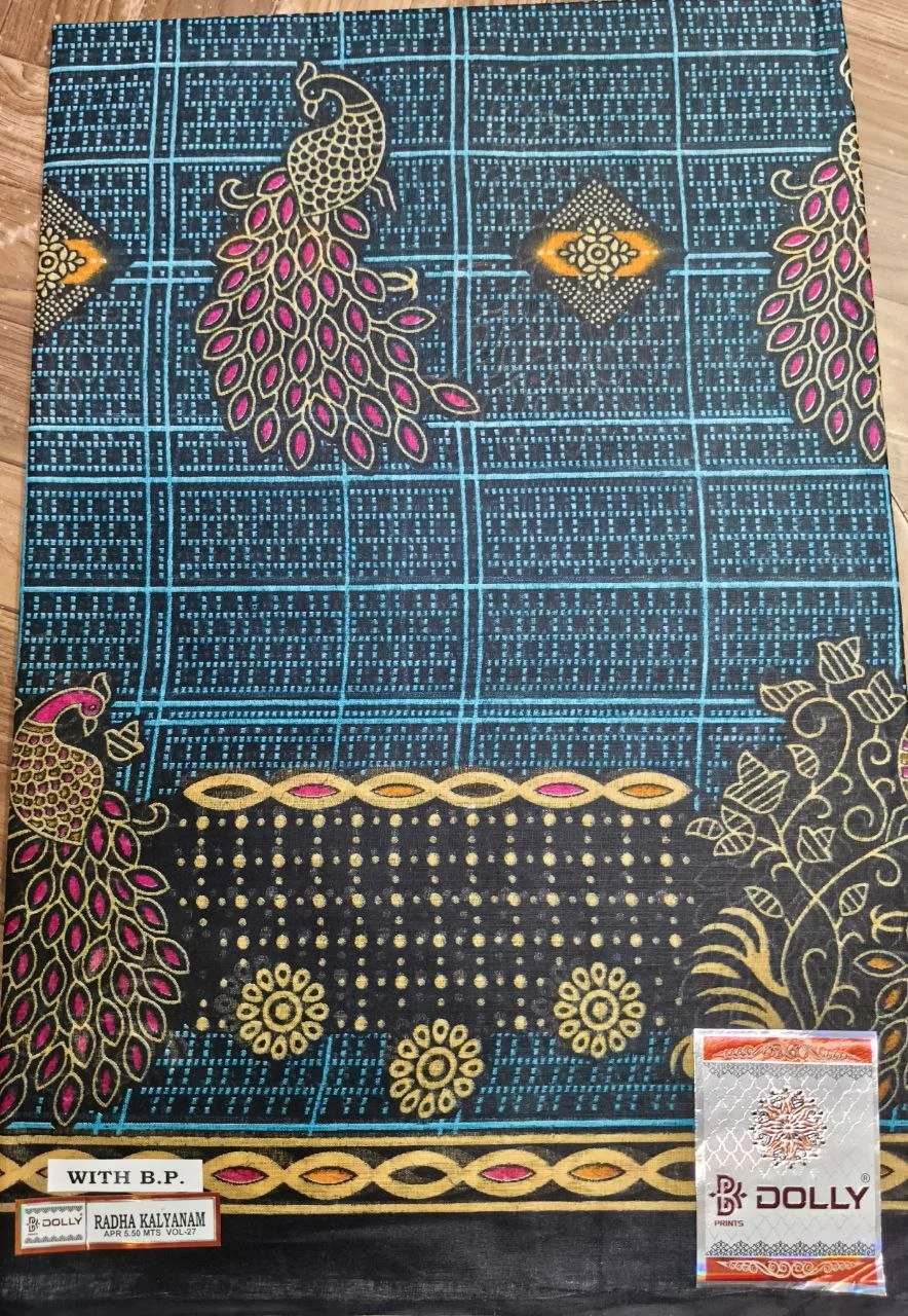 Madhubala Floral Print Saree with Blouse Piece thumbnail 3