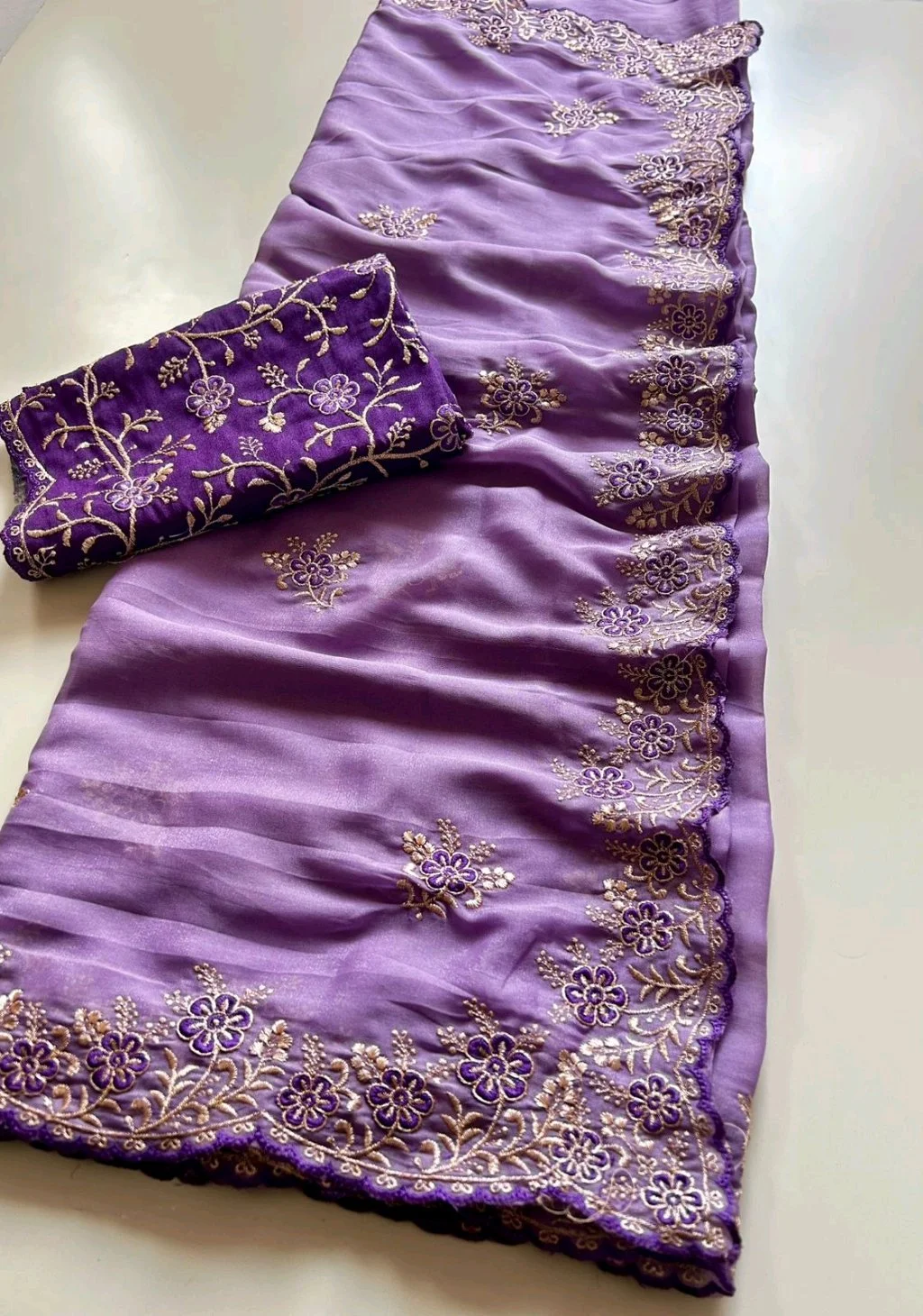 Embroidered Saree with Matching Blouse 2