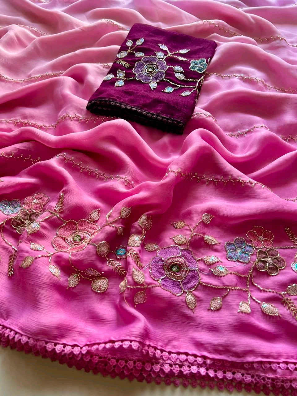 Satin Chiffon Silk Sarees thumbnail 8
