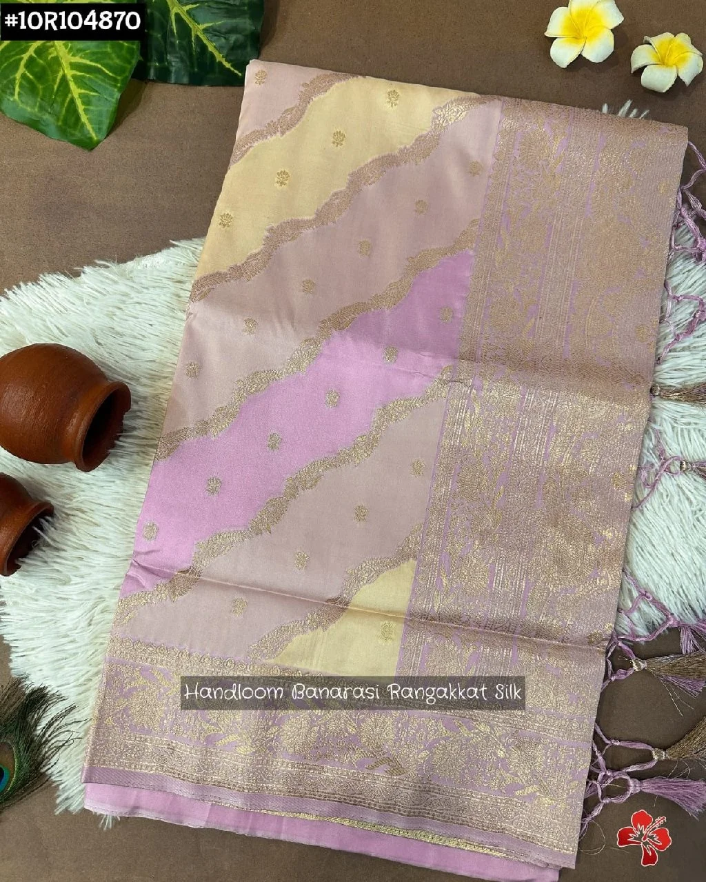 Pastel Handloom Banarasi Rangakkat Silk Fabric 5