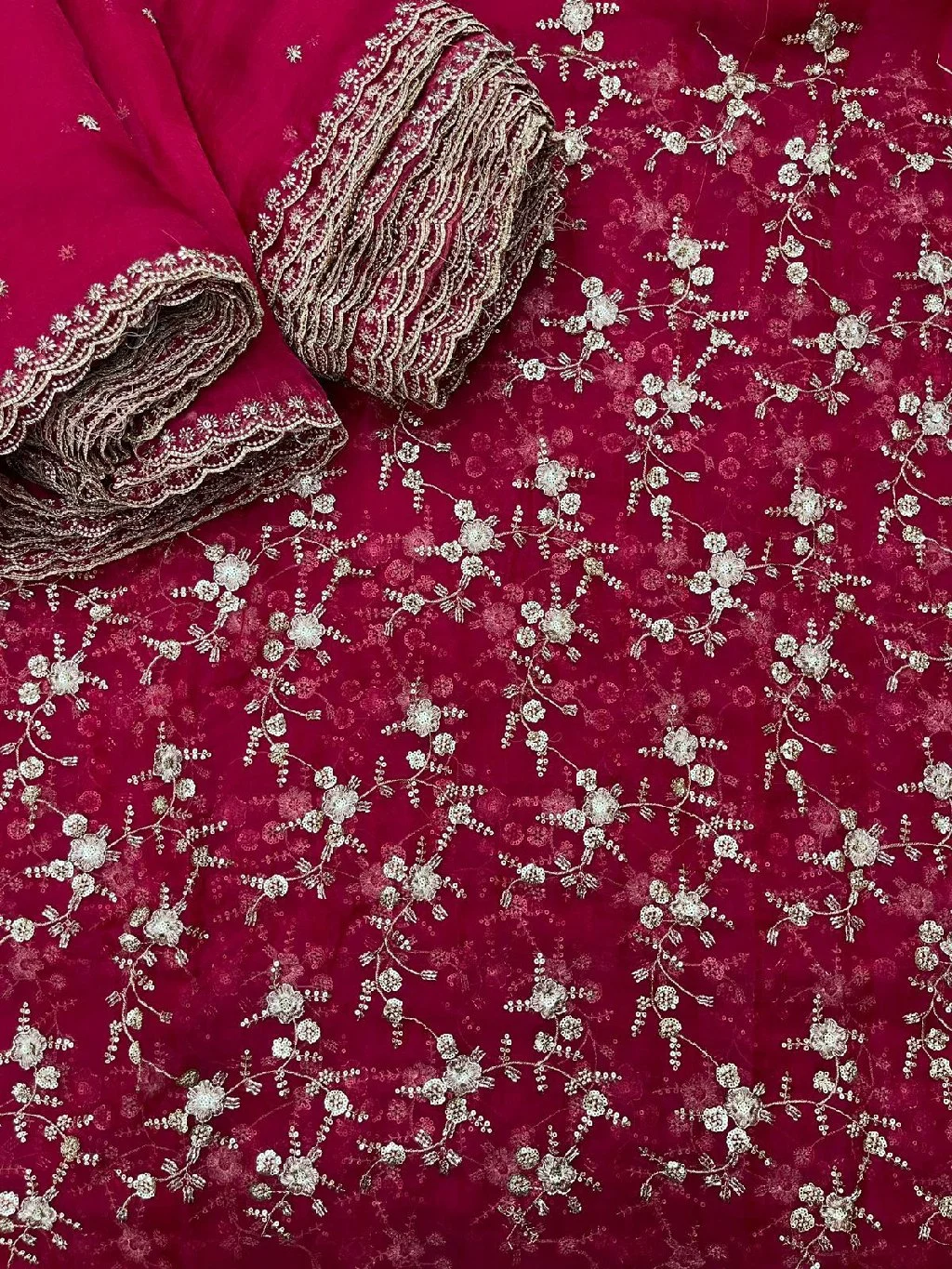 Embroidery Amir Silk Fabric.Minimum 4m Cut thumbnail 2