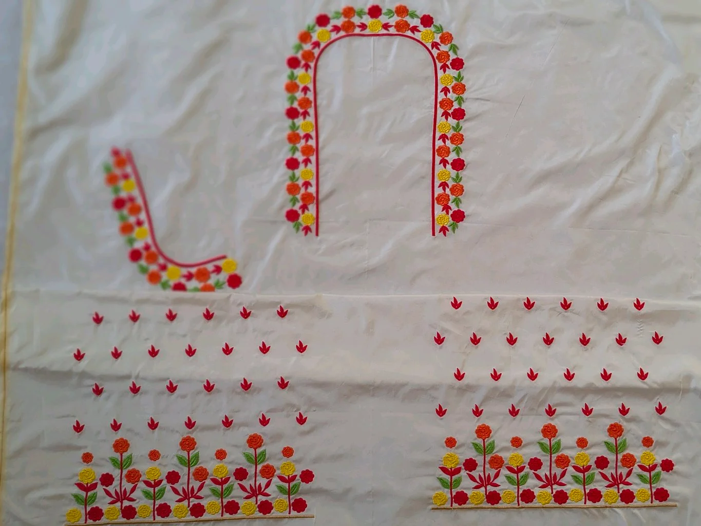 Half White Floral Computer Embroidery Blouse Piece 1