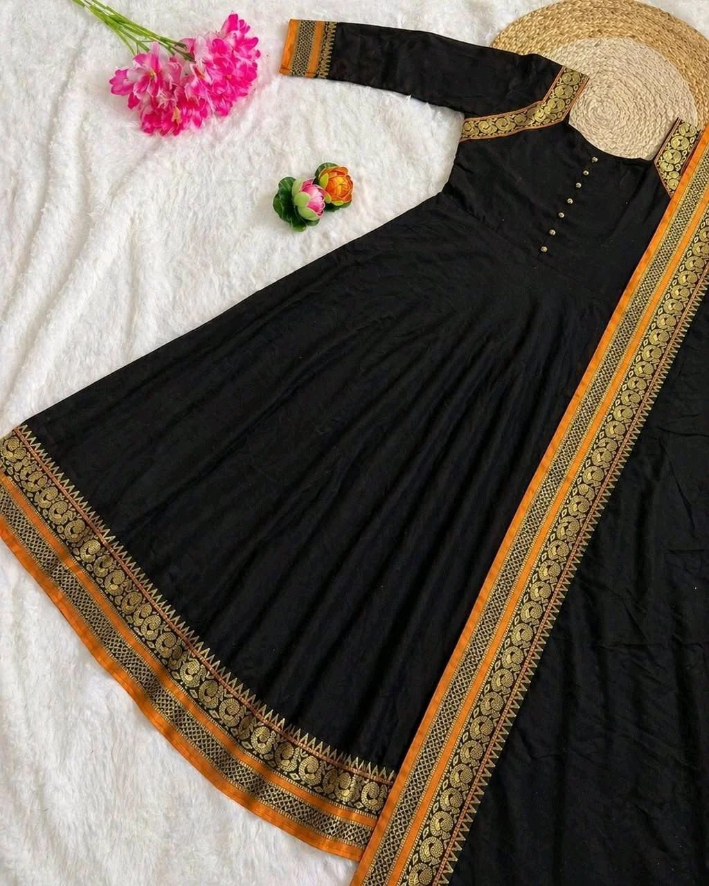 Anarkali Kurtas with Gold Border 4