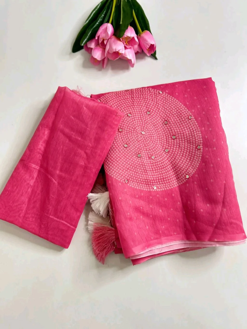 Soft Cotton Fabric Set with Pearl Mirror Work thumbnail 2